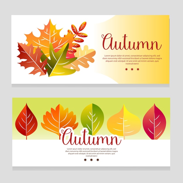 Leuke herfst thema banner met halve bladeren