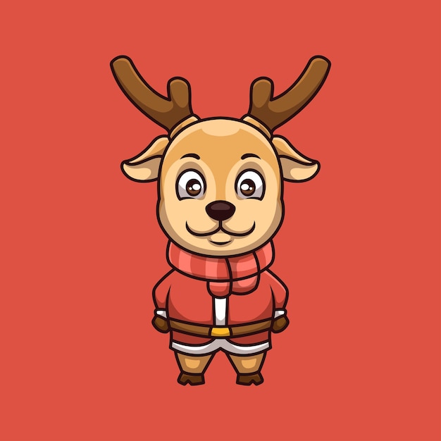 Leuke herten creatieve kerst cartoon mascotte logo