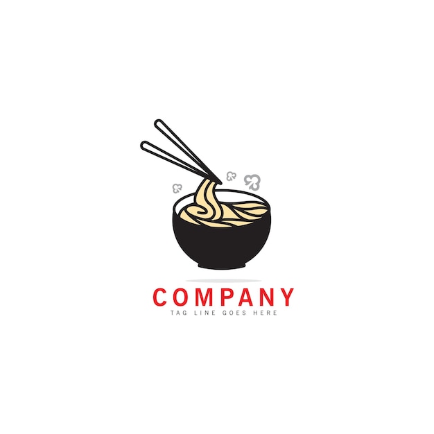 Leuke hete kom noodle logo ontwerp voor food restaurant logo concept vector sjabloon