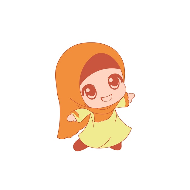 Vector leuke hijab meisje cartoon