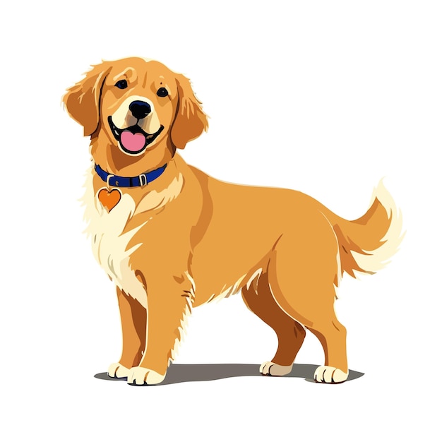 Leuke hond golden retriever zit vectorgrafiek en illustratie