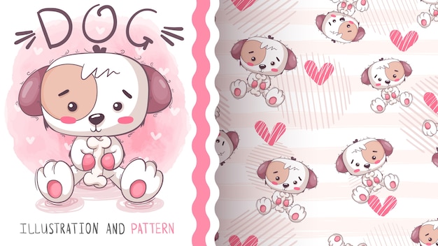 Leuke hond met been - naadloos patroon