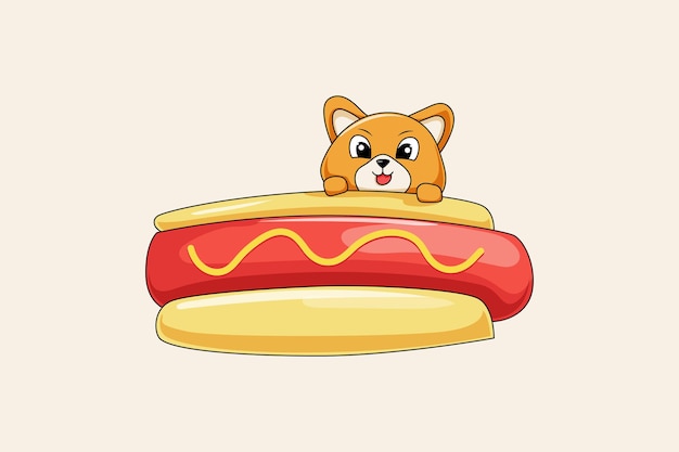 Leuke hotdog karakter ontwerp illustratie