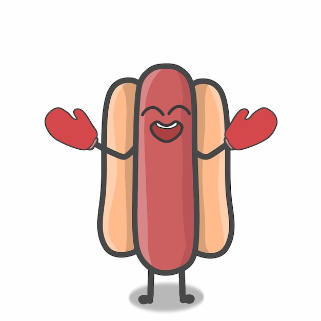 Leuke hotdog karakter vector sjabloon ontwerp illustratie