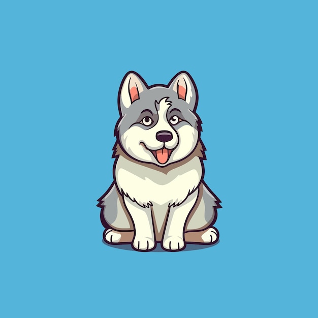 Vector leuke husky hond zittend vectorillustratie