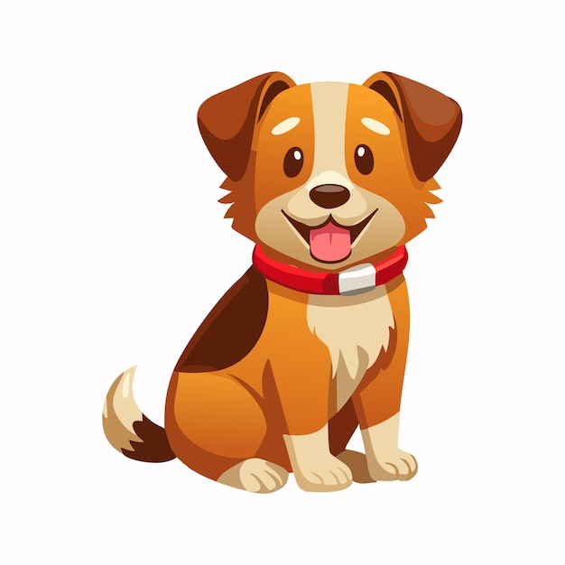 Leuke illustratie van een glimlachende hond met een rode kraag