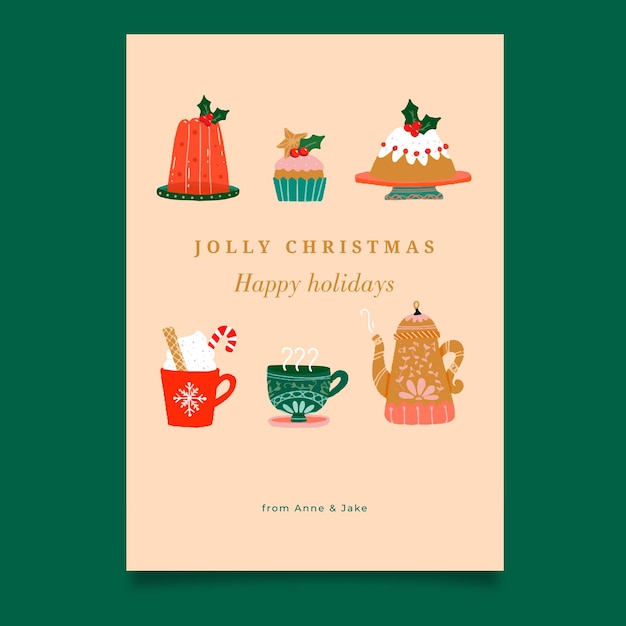 Vector leuke jolly christmas desserts greeting card