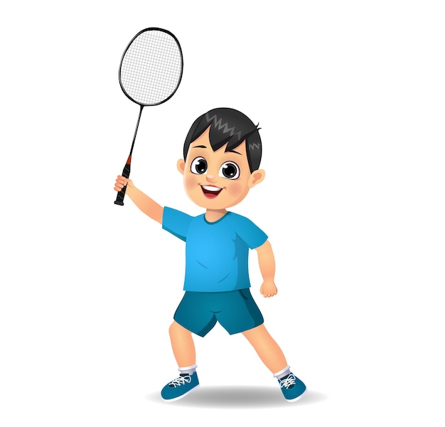 Leuke jongen die badminton speelt
