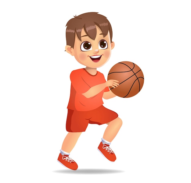 Leuke jongen die basketbal speelt