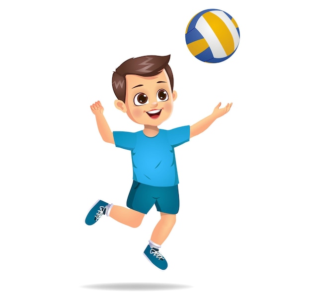 Leuke jongen die volleybal speelt