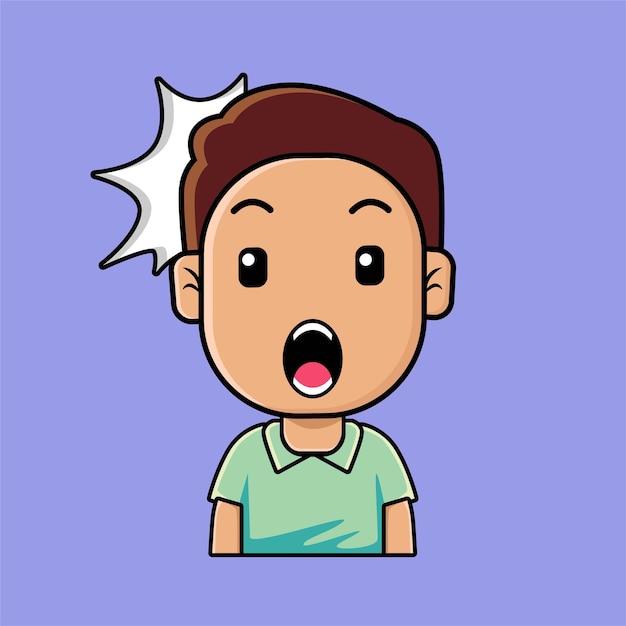 Leuke jongen emoji verrast, verbaasd, wow gezicht expressie cartoon