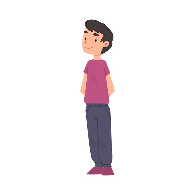 Leuke jongen in casual kleding Cartoon stijl Vector illustratie op witte achtergrond