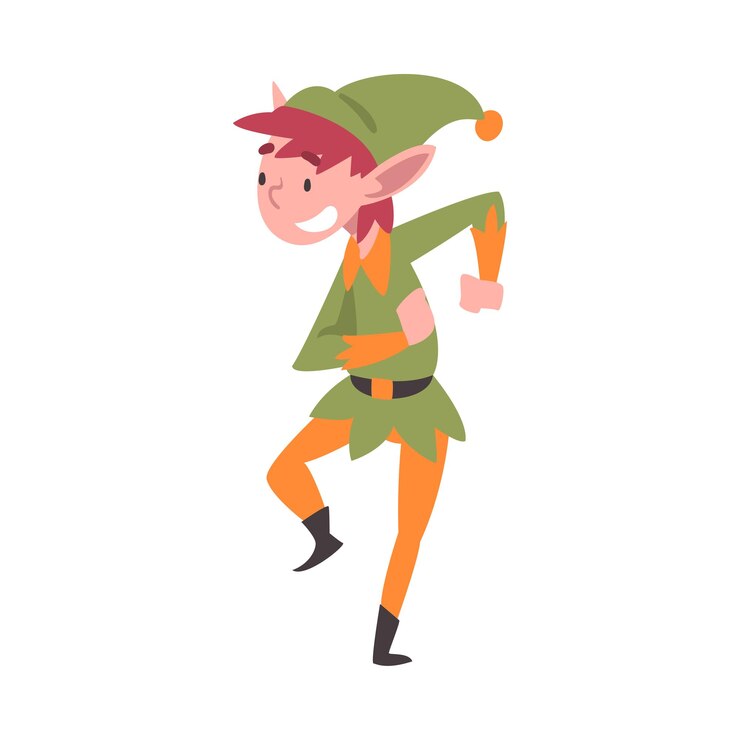 Vector leuke jongen in kerst elf kostuum symbool van kerstmis en nieuwjaar vakanties cartoon stijl vector illustratie