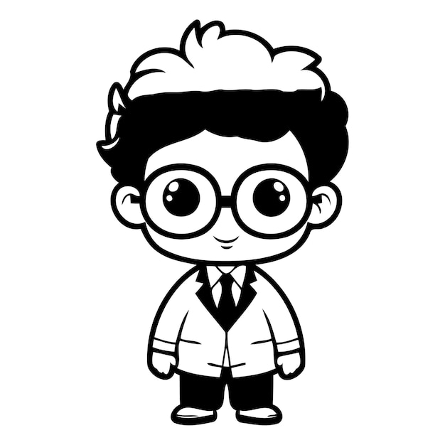 Leuke jongen in schooluniform en bril Vector illustratie