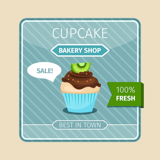 Leuke kaart bruine cupcake met kiwi