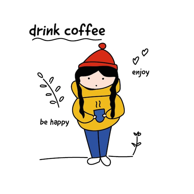 Leuke kaart koffie drinken geniet ervan wees blij