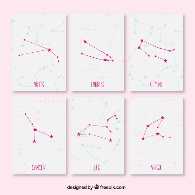 Vector leuke kaarten met sterrenbeelden