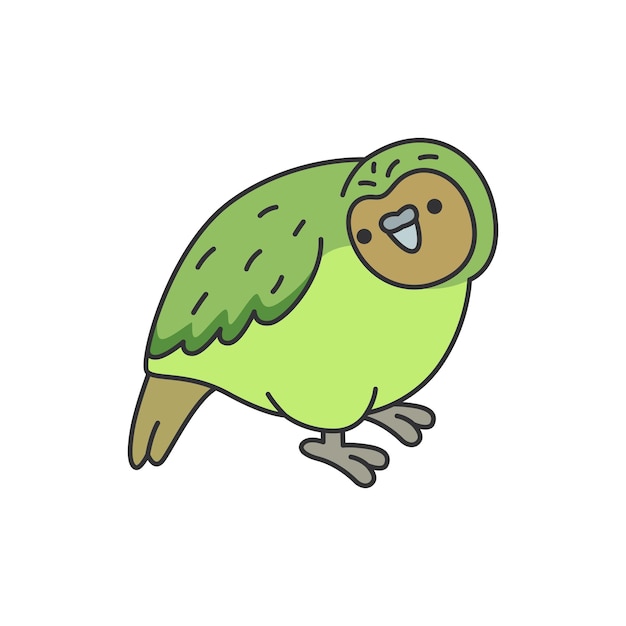 Leuke Kakapo papegaai geïsoleerd op witte achtergrond Vector illustratie