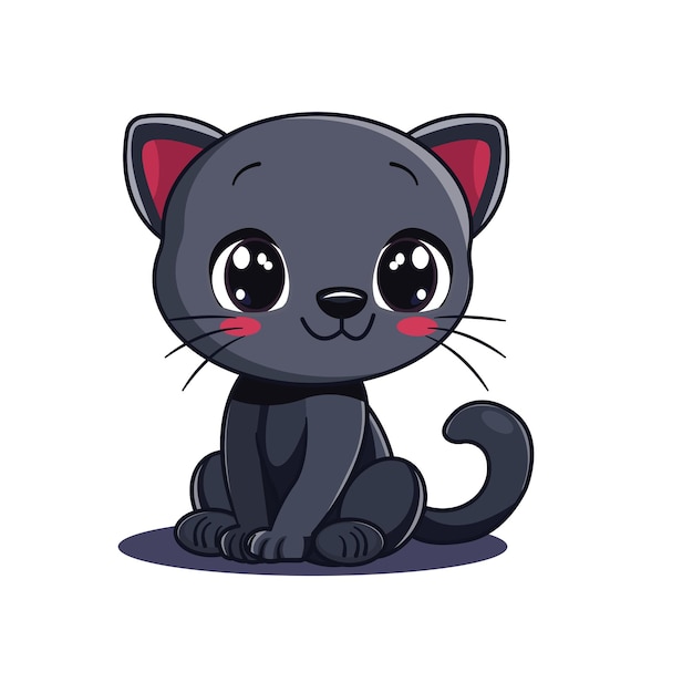 Leuke Kat Cartoon Kawaii Sticker Karakter Vector Illustratie