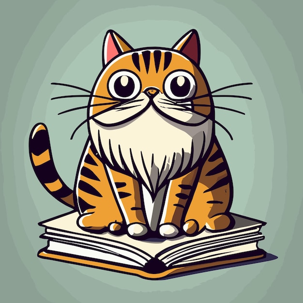 Leuke kat die een boek leest vector