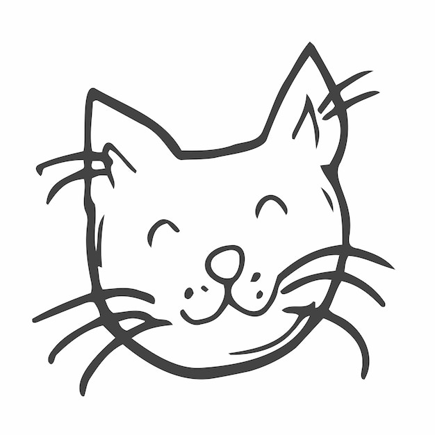 Leuke kat gezicht lijn pictogram vectorillustratie