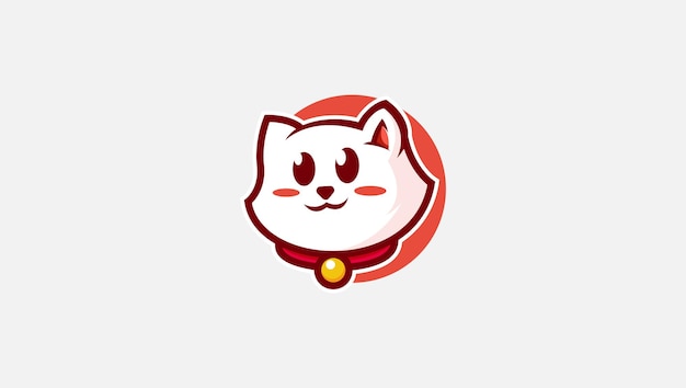 Leuke kat gezicht logo vector ontwerpsjabloon