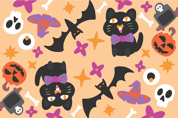 Leuke Kat Halloween Patroon Achtergrond