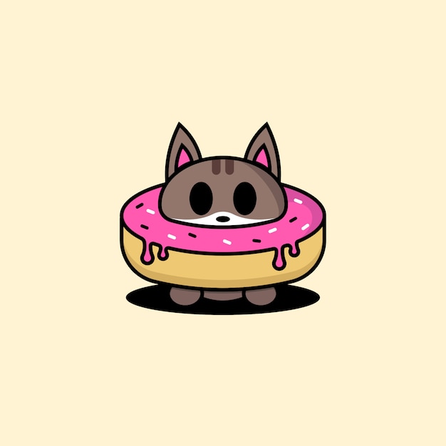 Leuke kat in een roze doughnutkarakter
