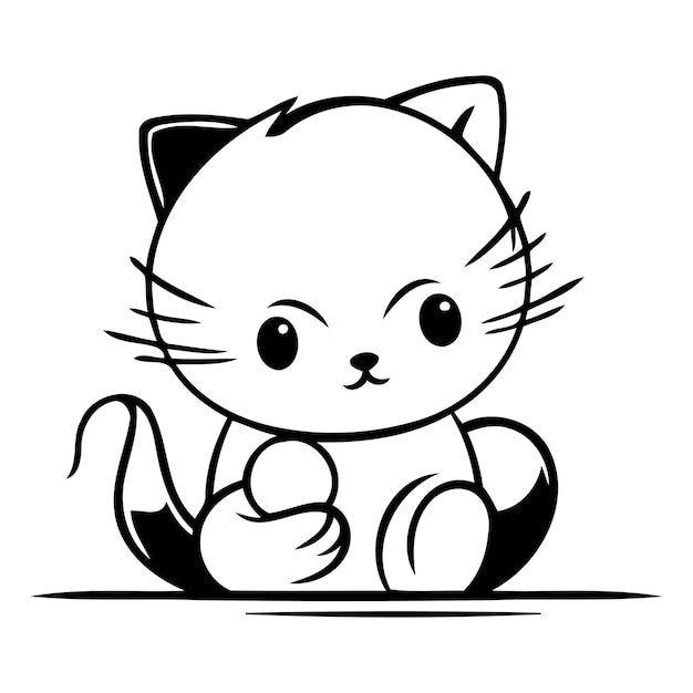 Leuke kat met een rode bal op een witte achtergrond Vector illustratie