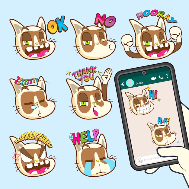 Leuke kattenemoji-stickercollecties