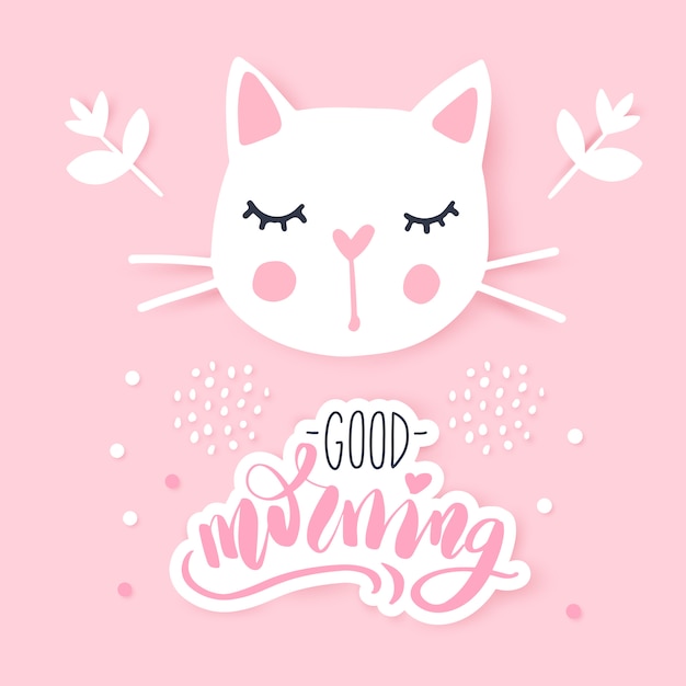 Leuke kattenillustratie. girly kittens. fashion cat's gezicht.