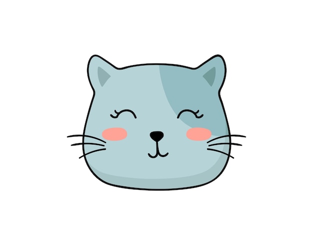 Leuke kattenkop. Cartoon dierlijk gezicht. Vector illustratie.