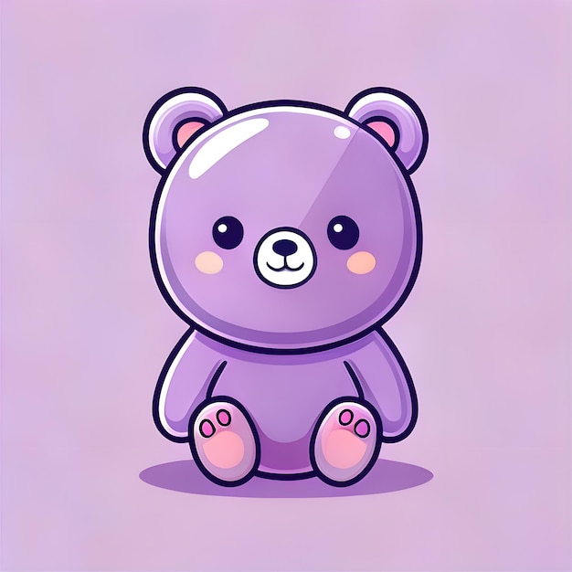 Vector leuke kawaii bear vector clipart icon cartoon character icon op een lavender achtergrond