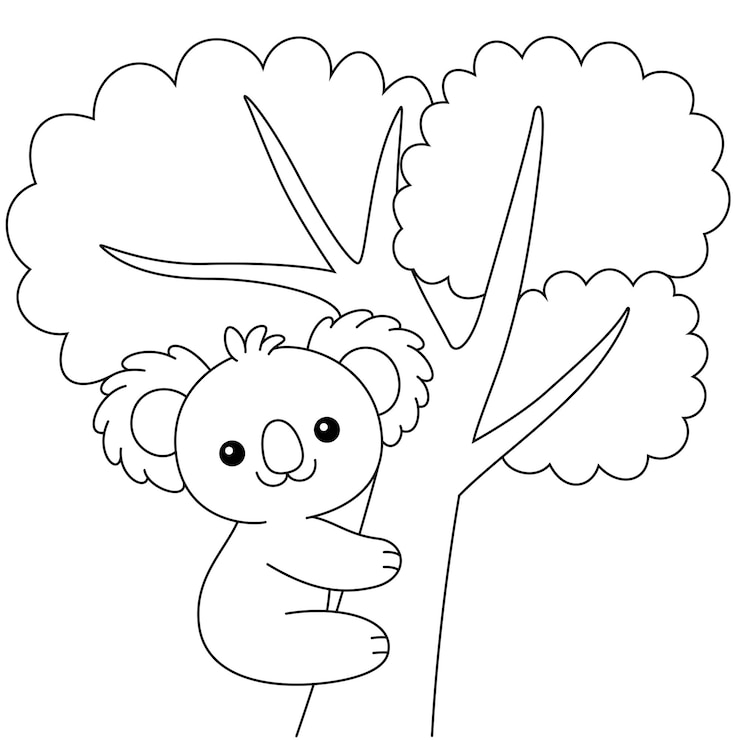 Vector leuke kawaii cartoon personage koala moeder en baby op de boom kleurpagina moedersdag