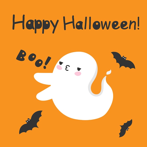 Leuke kawaii halloween geest spooky spook kus trick or treat poster samhain angst platte cartoon