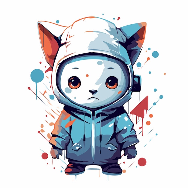 Leuke kawaii kat astronaut in ruimtetuig Vector illustratie