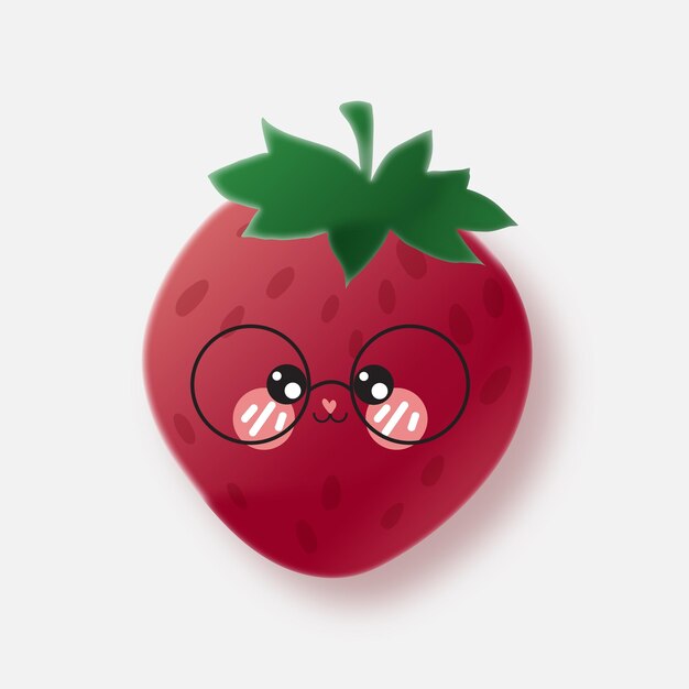 Vector leuke kawaii vector aardbeien met emoji emoticon