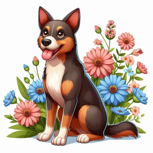 Leuke Kelpie Dog cartoon Vector Style witte achtergrond