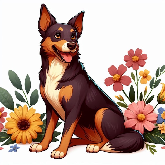 Leuke Kelpie Dog cartoon Vector Style witte achtergrond