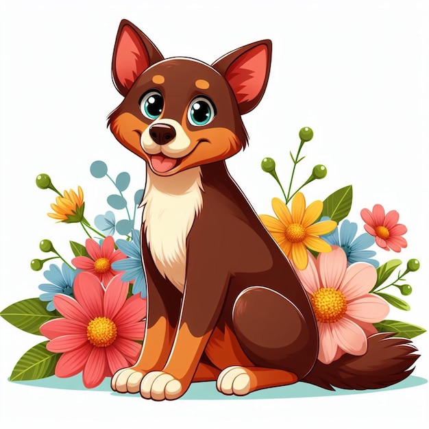 Leuke Kelpie Dog cartoon Vector Style witte achtergrond