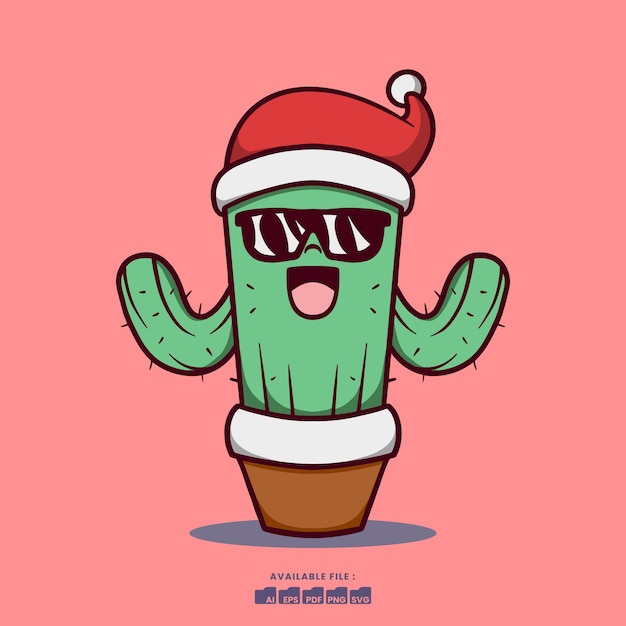 Leuke Kerst Cactus Cartoon Illustratie