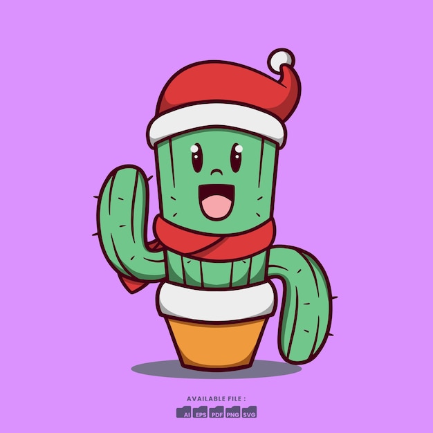 Leuke Kerst Cactus Cartoon Illustratie