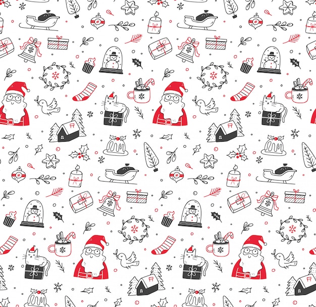 Leuke kerst doodle naadloze patroon