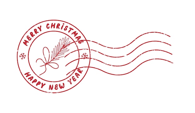 Leuke kerst en nieuwjaar post vector stempel merry cristmas teken grunge textuur