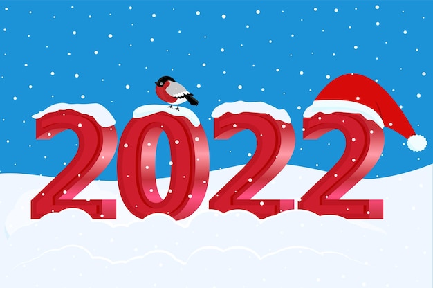 Vector leuke kerst- en nieuwjaarskaart met 2022 belettering eps 10