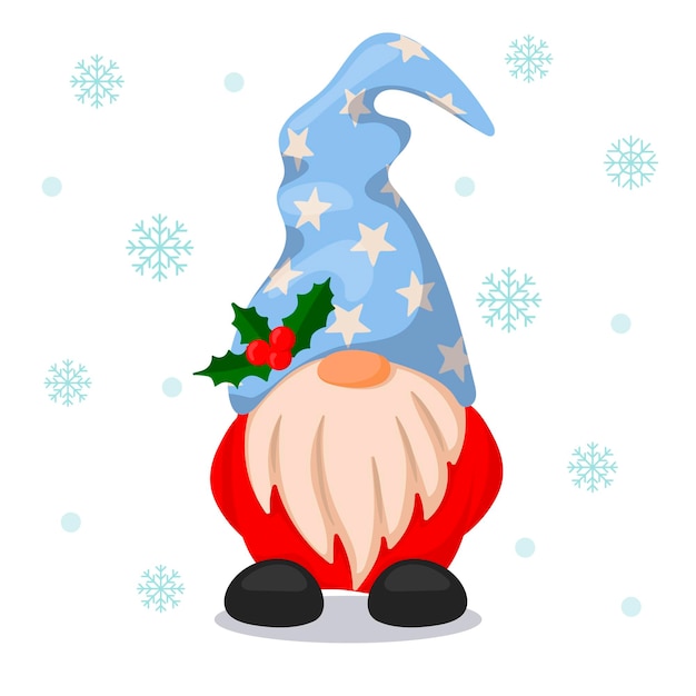 Leuke kerst santa gnome elf. cartoon stijl illustratie