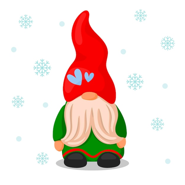 Leuke kerst santa gnome elf. cartoon stijl illustratie