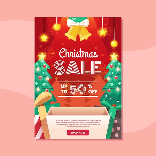 Leuke kerst verkoop poster sjabloon