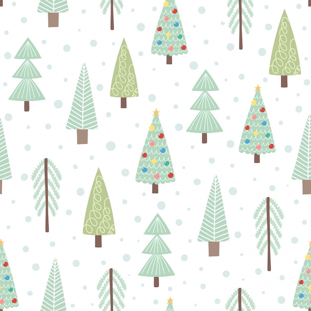 Leuke kerstbomen naadloze patroon. vector illustratie