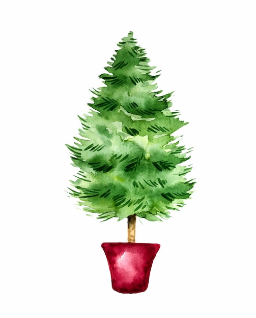 Leuke kerstboom Aquarel kerstboom